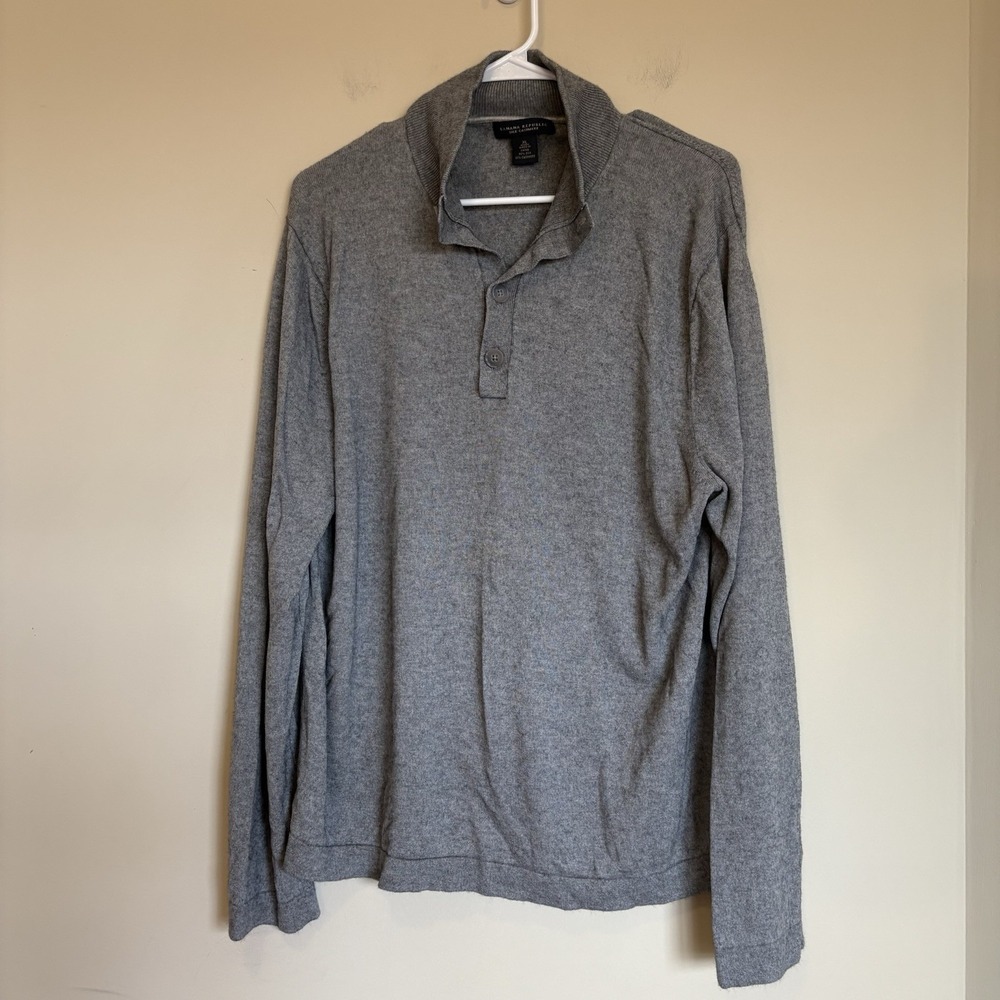 Banana Republic Silk Cashmere Sweater Gray Men's size‎ XL Polo Pullover